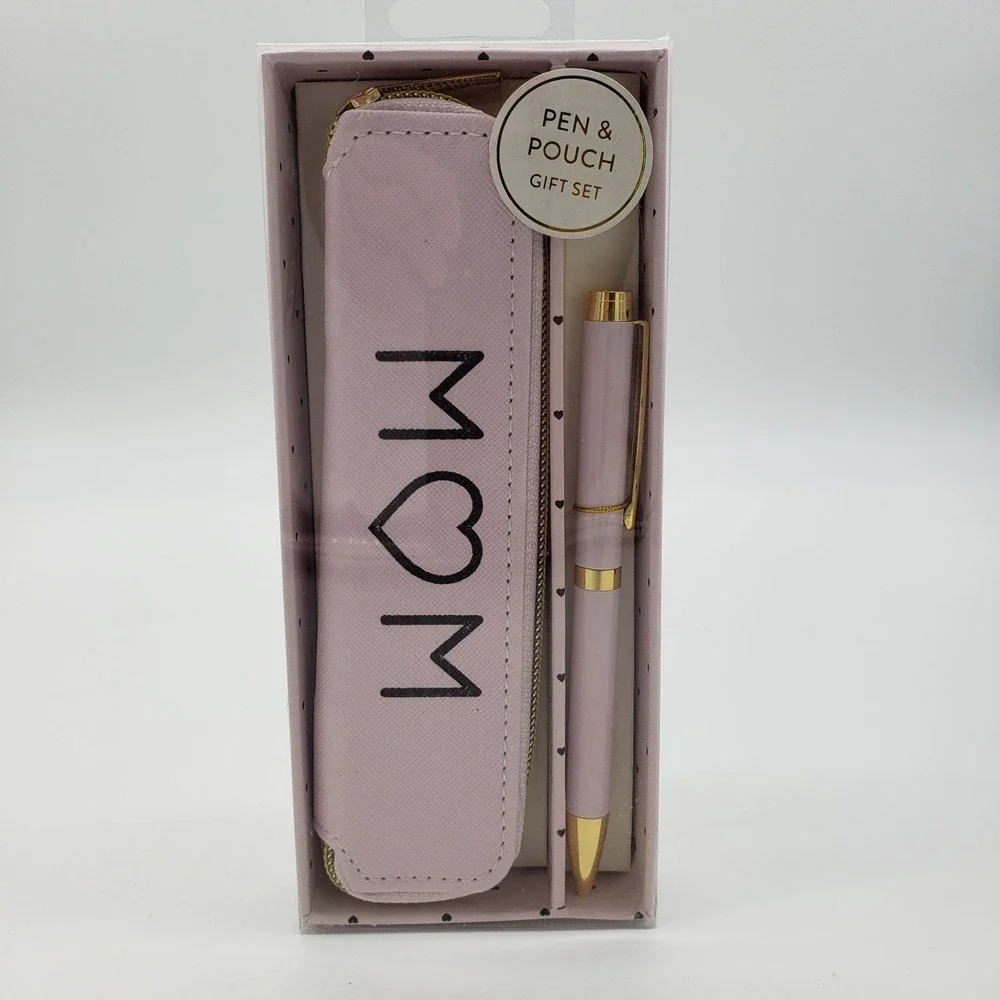 Eccolo World Traveler Mom Pen and Pouch Gift Set Pink Gold Heart NIB 22760-1